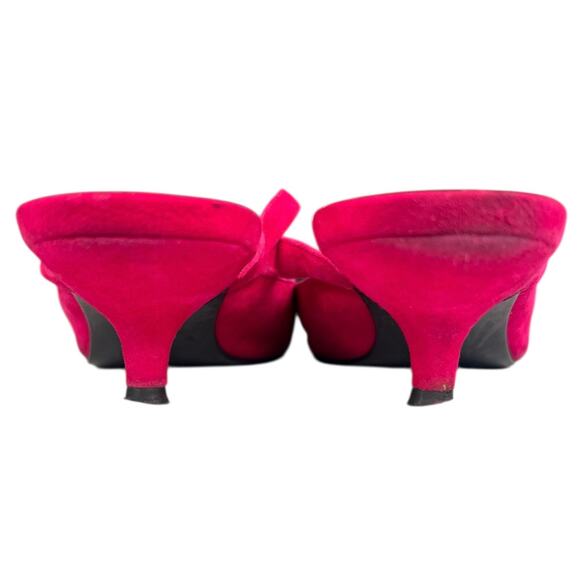 ZARA Fuchsia Pink Suede Kitten Heel Slides Size 37 - Picture 6 of 7